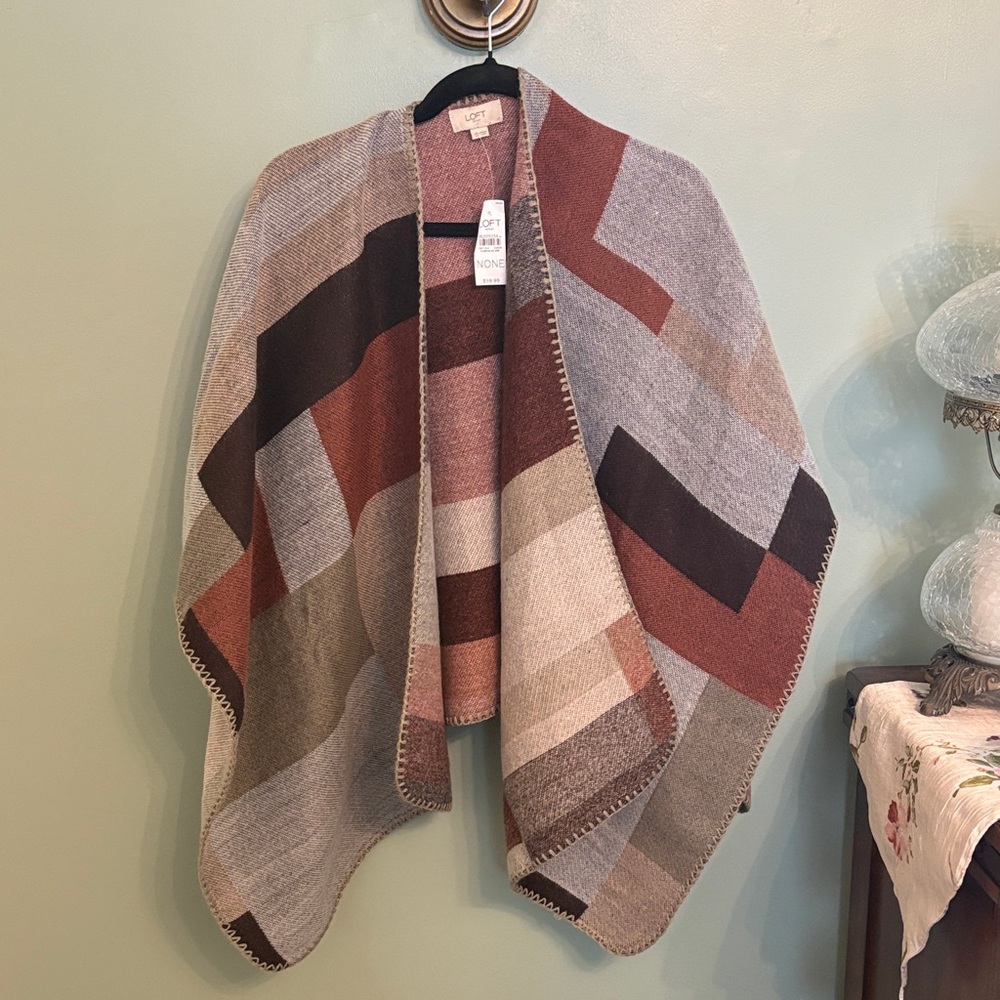 LOFT Multicolor Knit Poncho/shawl
